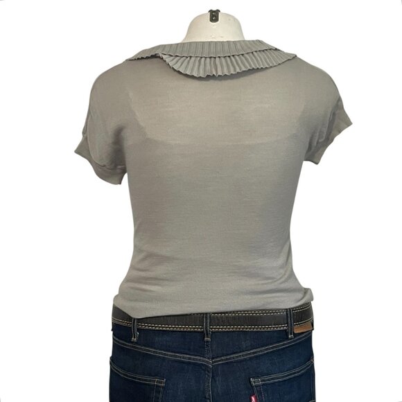 Ann Taylor LOFT Pleated Ruffle Knit Top - M - Picture 4 of 5